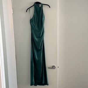 Hello Molly size 6 green silky halter dress